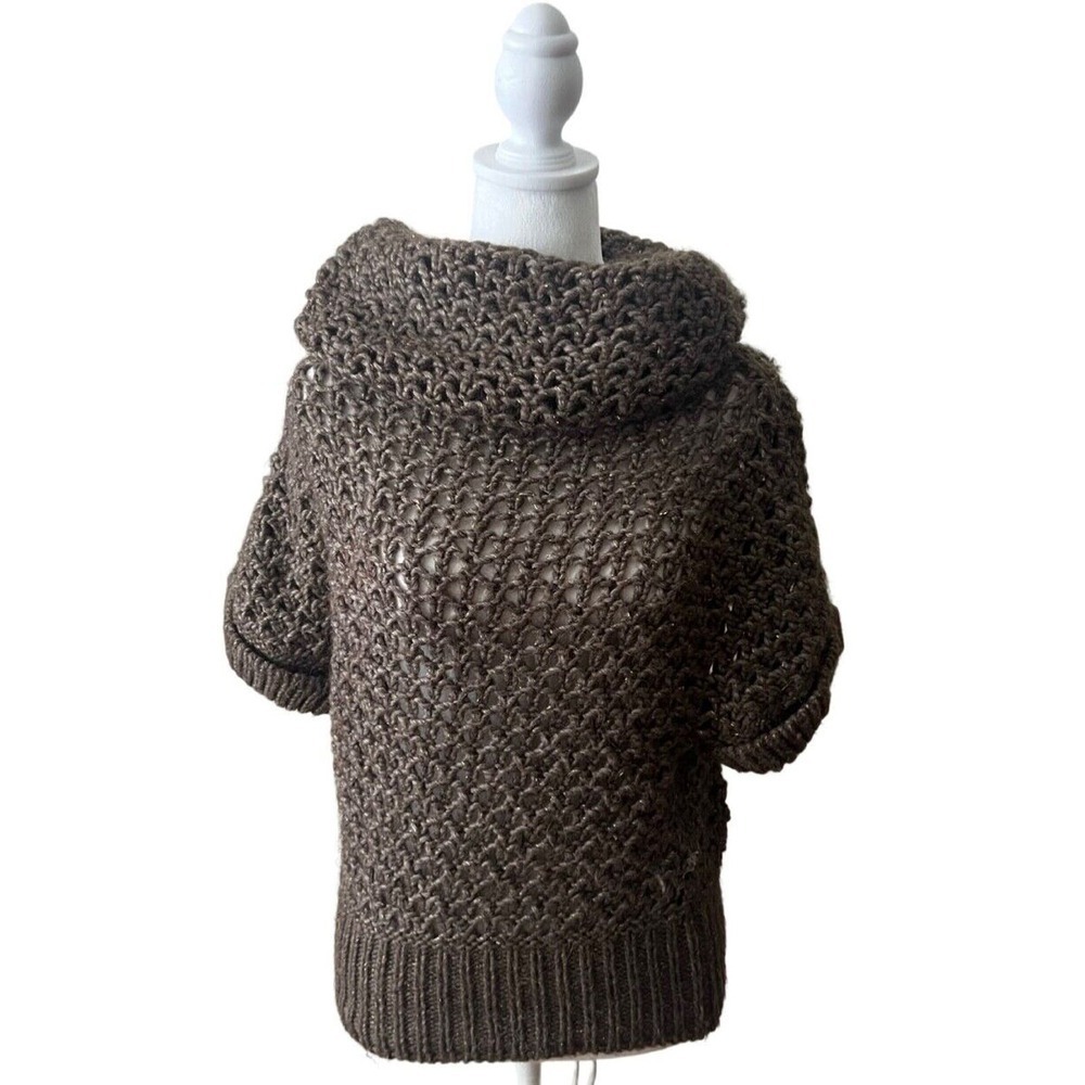 Vintage Escada Knit Virgin Wool Alpaca Blend Sweater Brown Size 38 Made In Italy